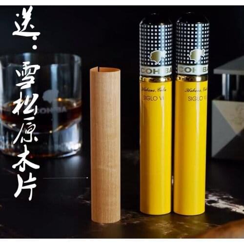 Free Shipping COHIBA SIGLO VI Aluminum Tube Cigar Mini Humidor Cedar Wood Lined Packing