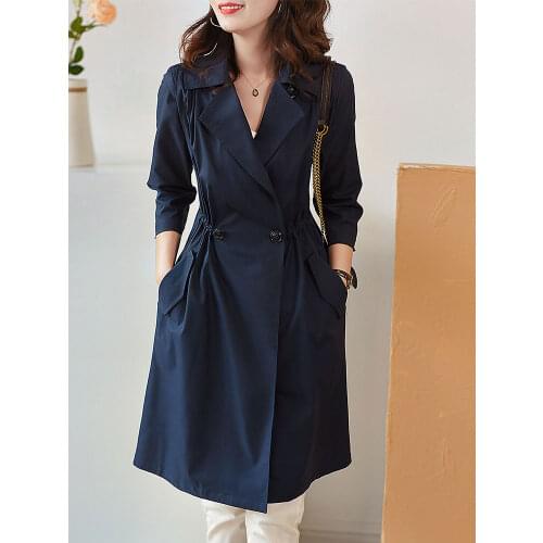 British Windbreaker Womens Middle School Long Spring and Autumn Thin Korean Versatile Style Coat Fashion