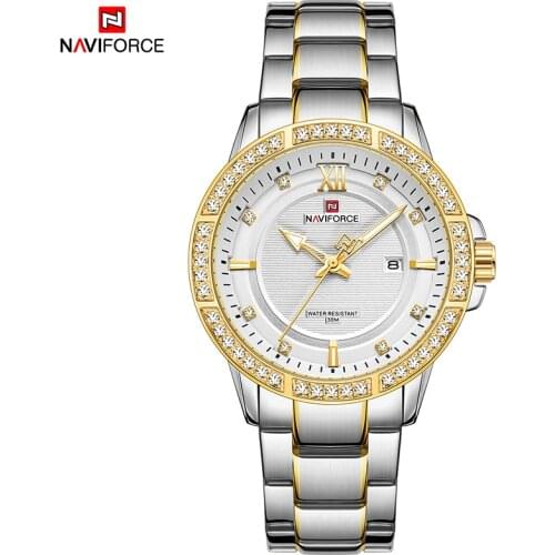 NAVIFORCE Watch Male Leisure And Fashion With Diamond Luxury Steel Band Multiple Calendar Quartz Waterproof Wristwatch Mens 2021