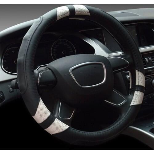 Car Steering Wheel Cover Breathable Anti Slip PU Leather Steering Covers Suitable 37-38cm Auto Decoration DIY Universal 15in