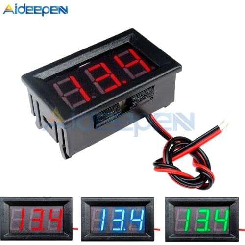 Digital Voltmeter DC 4.5V to 30V Digital Voltmeter Voltage Panel Meter Red/Blue/Green For 6V 12V Electromobile Motorcycle Car