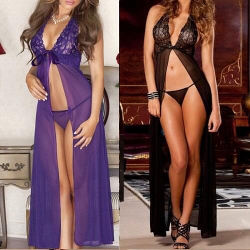 Hot Black Sexy Lingerie Lace Dress Underwear Babydoll Sleepwear G-string Laies Nightwear Dress