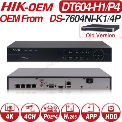 Hikvision OEM NVR OEM from DS-7604NI-K1/4P 4CH POE 8MP 4K Record for POE Camera Security Network Video Recorder