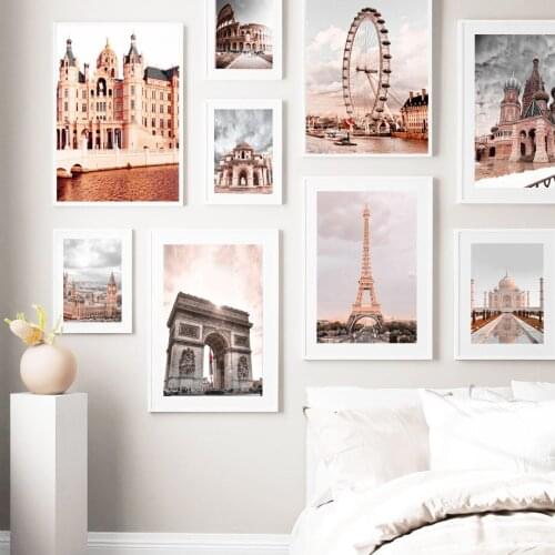 Canvas Painting Paris Tower London Eye Colosseum Red Square Wall Art Posters Prints Pictures Modern Nordic Home Decoration