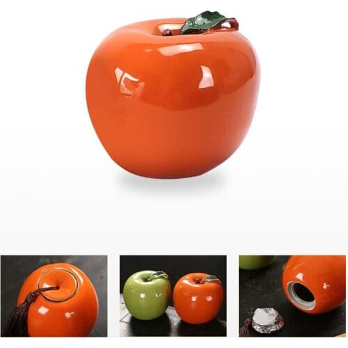 Ceramics Tea tank Green apple Travel Portable Simulation Sealed tea storage tanks Mini fruit decoration