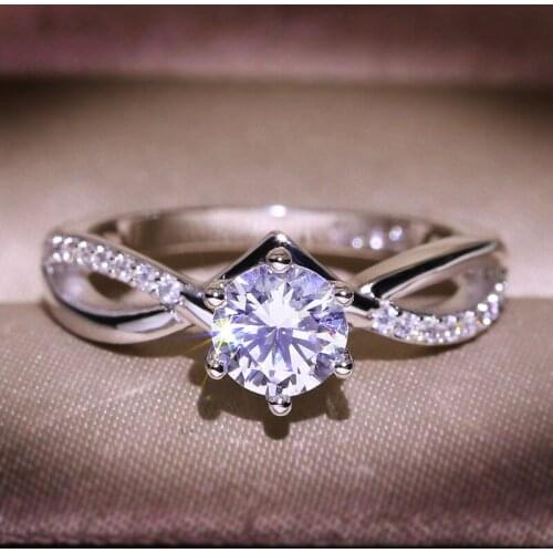 Classic Ladies Ring Austrian Crystal Zircon Ring Female Christmas Gift Wedding Jewelry Bridal Ring 925 Silver Ring