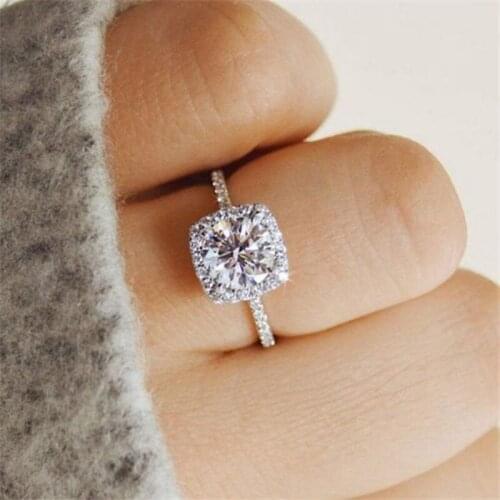 New Trendy Crystal Engagement Claws Wedding Rings For Women Chic Elegant AAA White Zircon Cubic Rings Bridal Jewelry New