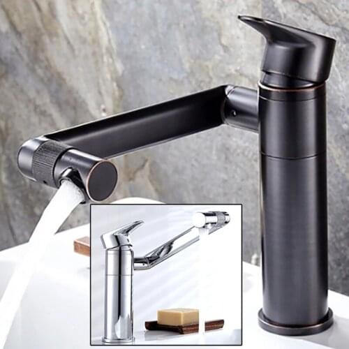 Basin Brass Faucets Bathroom Sink Mixer Deck Faucet Rotate Single Handle Hot And Cold Water Mixer Taps Crane Tap