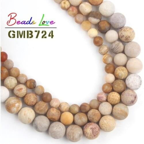 Natural Stone Dull Polish Matte Yellow Daisy Agates Round Loose Beads DIY Bracelet Necklace for Jewelry Making 4 6 8 10MM 15