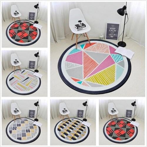 Nordic Style Round Carpet for Living Room Geometric Patterns Area Rug Kids Play Mat Popular Bedroom Floor Mat Computer Chair Rug