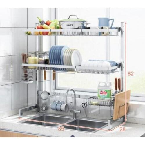 Kitchen stainless steel sink rack dish storage rack knife rack drain rack pool household tableware storage box
