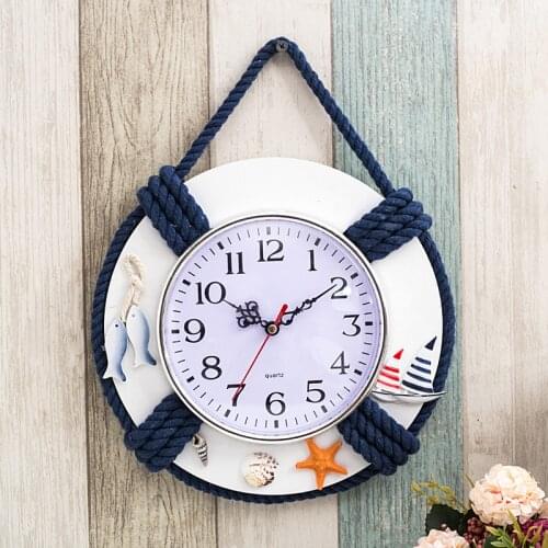 Life ring clock beach sea nautical theme boat decoration wall hanging decoration factory mediterranean ocean handmade WJ721
