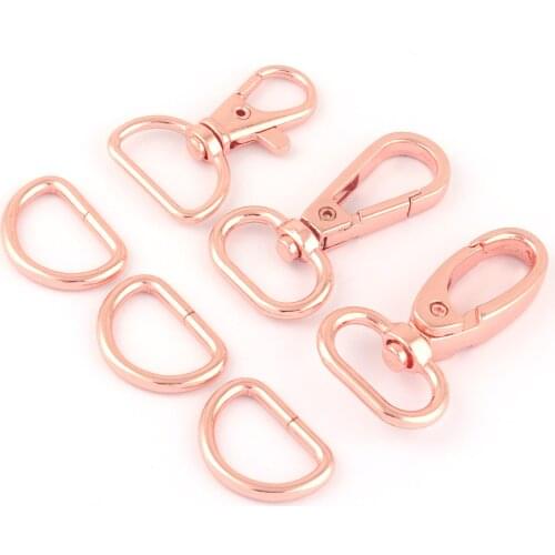 20mm Rose Gold Metal Adjuster Swivel Slide Spring Clasps,Dog Collar Hardware Making Backpack D Rings Webbing Purse 2Sets