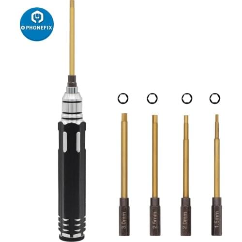 4 In 1 Hex Screwdriver Set Hexagon Head 1.5 2.0 2.5 3.0mm Alloy Steel Hex Bits Screw Driver Tool Kits For RC Car FPV Helicopter