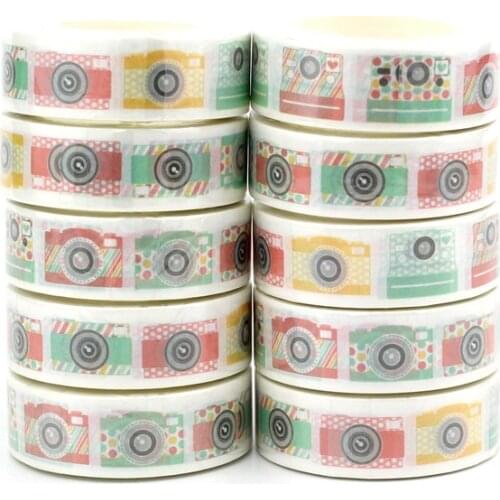 NEW 10pcs/Lot Decorative Cute Blue and Pink Cameras Washi Tapes Japanese Scrapbooking Stickers Adhesive Masking Tape Stationery