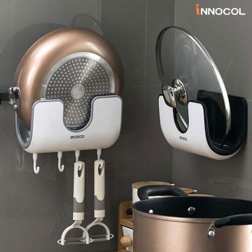 Wall Mounted Pot Lid Holder Hanging Multifunctional ABS Rack PanPot Cover Cooking Dish Organizer For Kitchen Accessories Storage