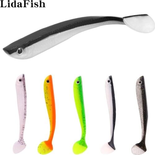 New 4 Pcs/Bag Fluorescent T-tail 3D Eye Artificial Soft Lure Personality 6.2g/10.5cm Bionic Fishing Lure 5 Colors Optional