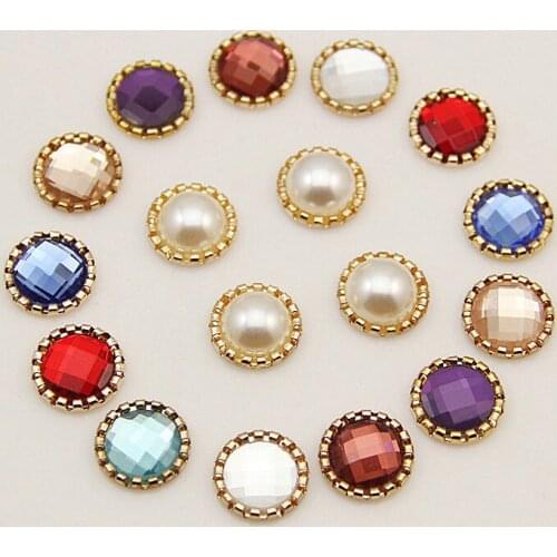 New Metal Flatback Buttons 5pcs/Lot 14mm Round Crystal Buttons Handwork DIY Decor Ribbon hair Accessory