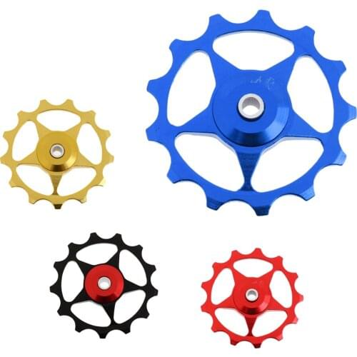 13T Aluminum Alloy MTB Bike Bearing Jockey Wheel Pulley Road Bikes Bicycle Cycling Rear Derailleur Roller Idler Guide 2pcs Bolts