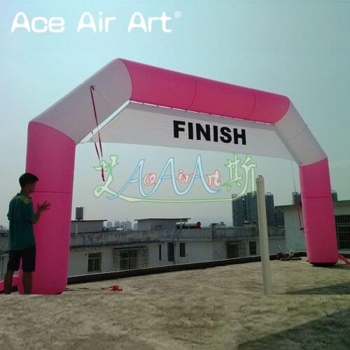 Popular 8x4m white and pink inflatable race arch,inflatable start/finish line for World Breast Cancer Awareness Day