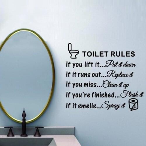 Toilet Rules Bathroom Removable Wall Sticker Vinyl Art Decals DIY Home Decor JW
