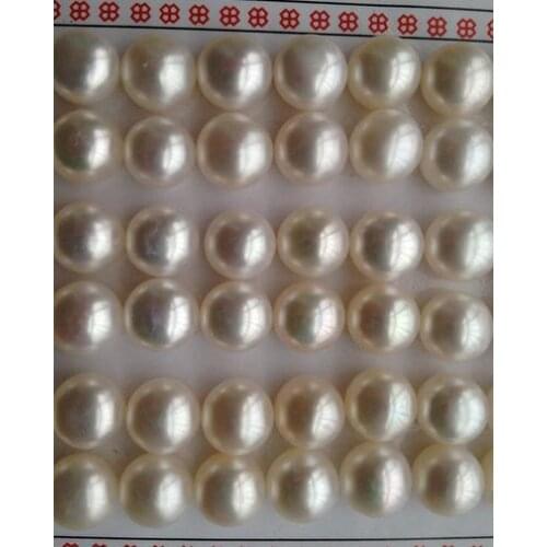 Freshwater Pearl Half Hole Loose Beads For Earrings And Ring DIY Jewelry Top Quality 9-9.5mm Fashion Jewelry Charming Woman Gift