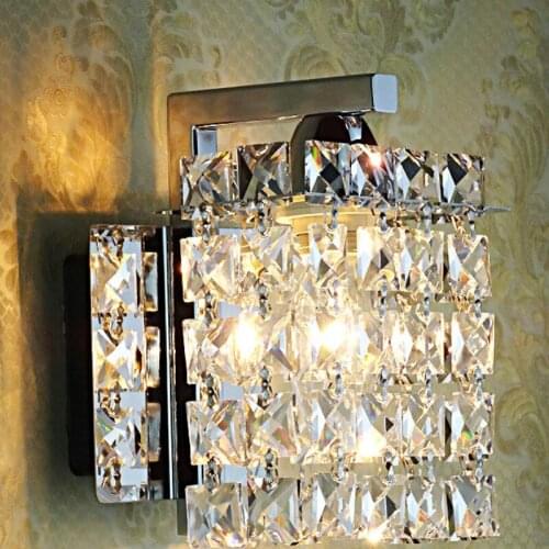 Bedside crystal single head creative simple modern golden mirror front bedroom living room aisle corridor wall lamp LB101208