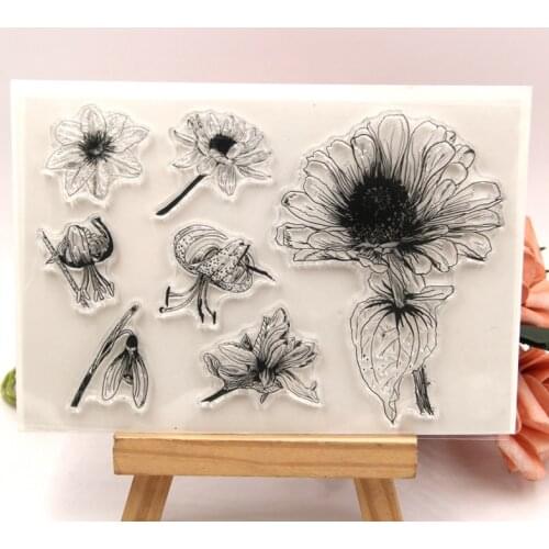 ZFPARTY Flowers Transparent Clear Stamps Seals for DIY Paper Craft Scrapbooking Decoration
