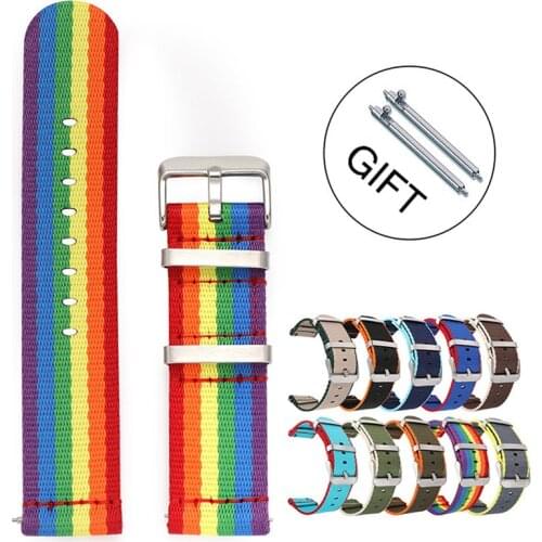 20mm 22mm Sports Nylon Nato Strap for Samsung Galaxy watch 3 46mm 42mm active 2 40mm 44mm Gear S3 bracelet Huawei GT2 Pro band