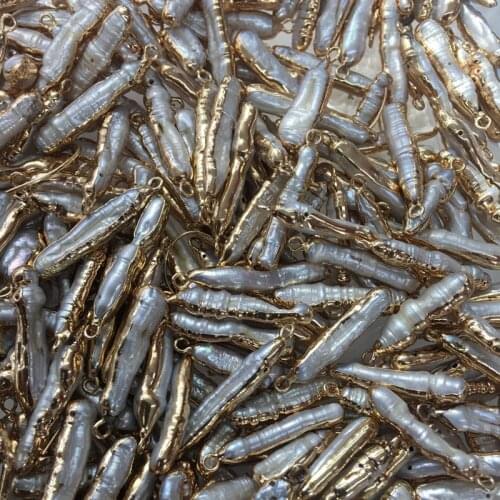 25-40MM 4Pcs Baroque Irregular 100% Natural Freshwater Pearl Strand Bead Earring Charms