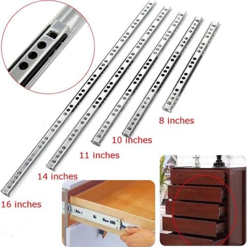Micro Drawer slide Ball Guide Two Sections 17mm Wide Steel Fold Drawer Steel Ball Slide Rail Furniture Hardware Fittings