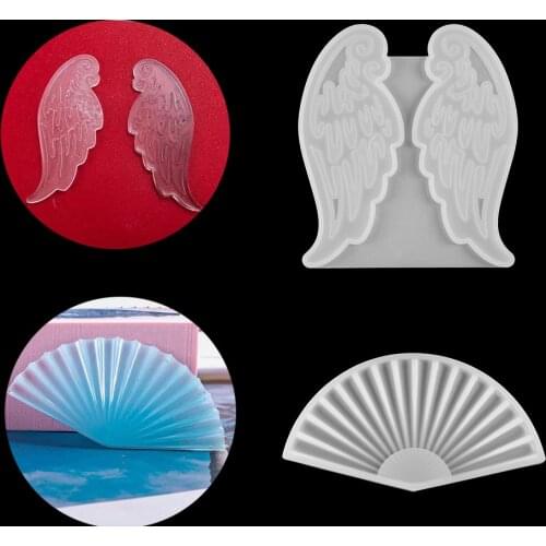 Folding Mold Wing Shape Silicone Mold Fan Keychain Epoxy Resin For DIY Key Chain Decoration Handmade Crafts Making Tools