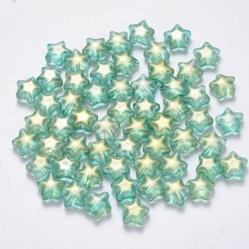 100pcs/lot 8x8.5mm Star Shape Glass Beads Spray Painted Glass Loose Spacer Beads for Jewelry Making DIY Accessories