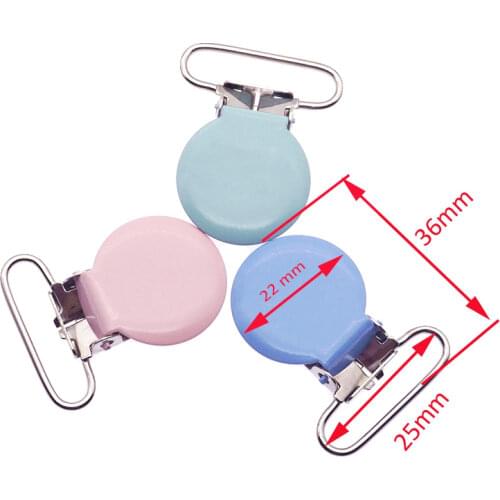 Sutoyuen 20pcs 1'' 25mm Wide Colored Metal Enamel Round Shaped Suspender Clips Baby Dummy Soother Nipple Pacifier Clips Holders