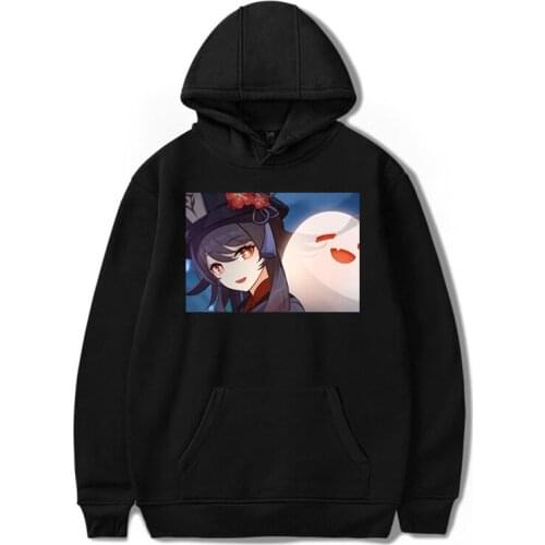 Genshin Impact Kawaii Hoodie Aesthetic Loose Hu Tao Printed Clothes Harajuku Unisex Clothing Casual Streetwear Women Sweatshirts