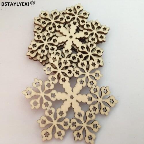 10pcs Merry Christmas Tree Hanging White Snowflake Ornaments Decoration Christmas Holiday Party Home Decor (Wood Color)
