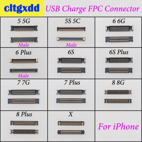 Cltgxdd USB Charger Dock Port FPC Connector Plug on Main Board Motherboard Replacement For iPhone 5 5S 5C 6 6S 6SP 7G 7 8 Plus X