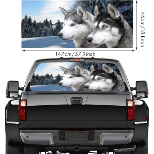 Wolf for Truck Jeep Suv Pickup 3D Rear Windshield Decal Sticker Decor Rear Window Glass Poster 57.9 x 18.1 Inch