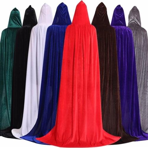 Adult Elf Witch Long Purple Green Red Black Purim Carnival Halloween Cloaks Hood And Capes Halloween Costumes For Women Men