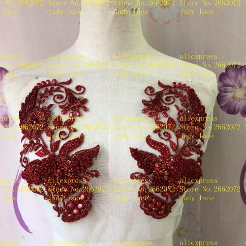 Stock 1piece/bag Wine red chest decoration hot diamond beads fashion accessories for the wedding dress festival dress