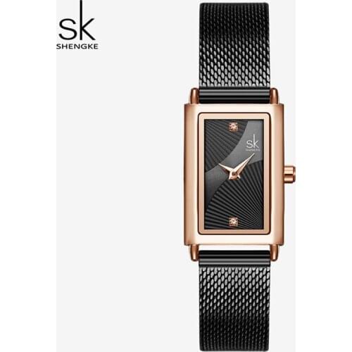 Shengke Luxury Brand Dial Geneva Designer Women Wrist Watch 2019 New Fashion Stainless Steel Quartz Watches Women Gift Clock