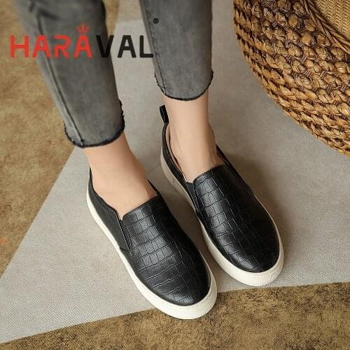 HARAVAL Women Pumps Shoes Falt With Round Toe Office Lady Sewing Casual Shoes Women White Black Elegant Shoes Summer Lady A290