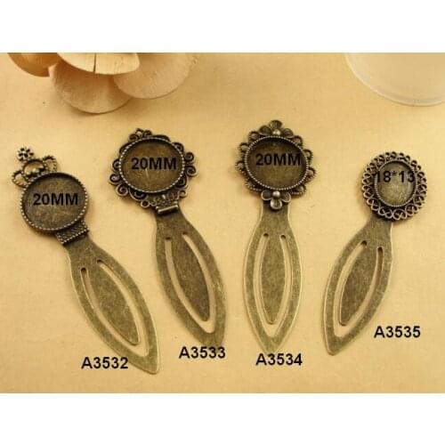 10pcs/lot 13x18/20mm Antique Bronze Vintage Handmade Bookmarks Cabochon Base Bookmark Setting Cabochon Cameo DIY Bookmarks