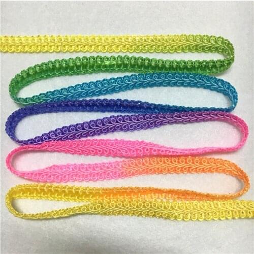 5 Yards/Pack 10mm Multi Rainbow Color Thread Rayon Wave Lace Fabric Sewing Trim DIY Wedding Craft Centipede Braided Ribbon Lace