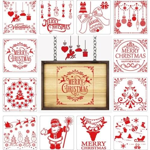 12pcs Christmas painting template Snowflake Layering Scrapbook Coloring Embossing Stencils Decor Art DIY Drawing Stencil 13*13cm
