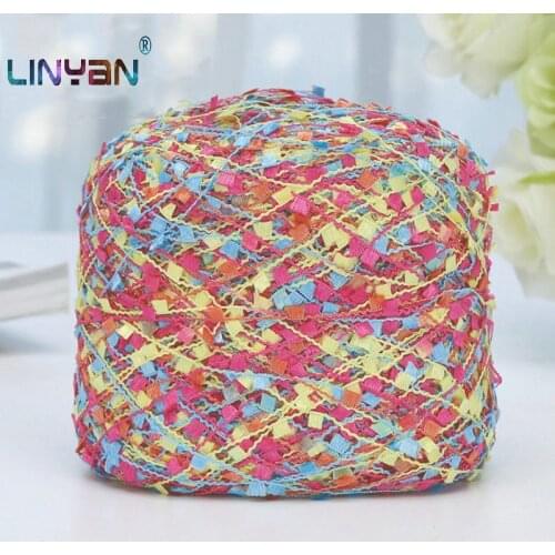2 pieces*100g crochet yarn Colorful flag The characteristic line fashion hand knitting Segment dyed fringe novelty thread zl4