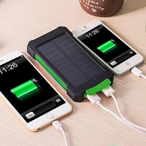 20000mah Solar Power Bank Dual USB External Battery Backup Waterproof Powerbank 20000 mah Phone Battery Charger with LED Light
