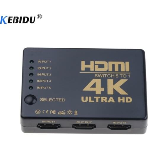 5 Ports 2K*4K HDMI-compatible Switcher HDMI-compatible Switch Splitter Hub Box for PS3 Xbox 360 HDTV DVD with IR Wireless Remote