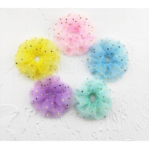 6.5cm 30pcs/lot DIY Handmade Shiny Flower Padded Applique for Childrens hair Clip Accessories