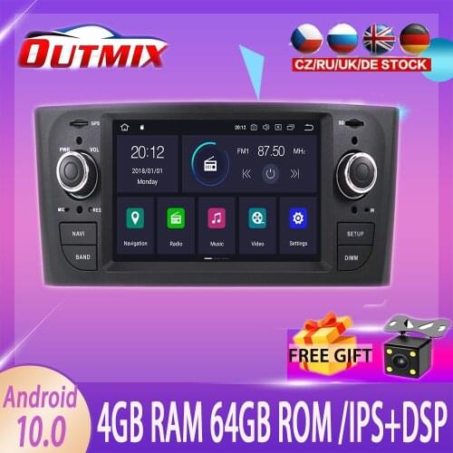 Android10.0 4G+64GB car No DVD player multimedia Radio For Fiat Grande Punto Linea 2006-2012 GPS Navigation Built-in DSP radio
